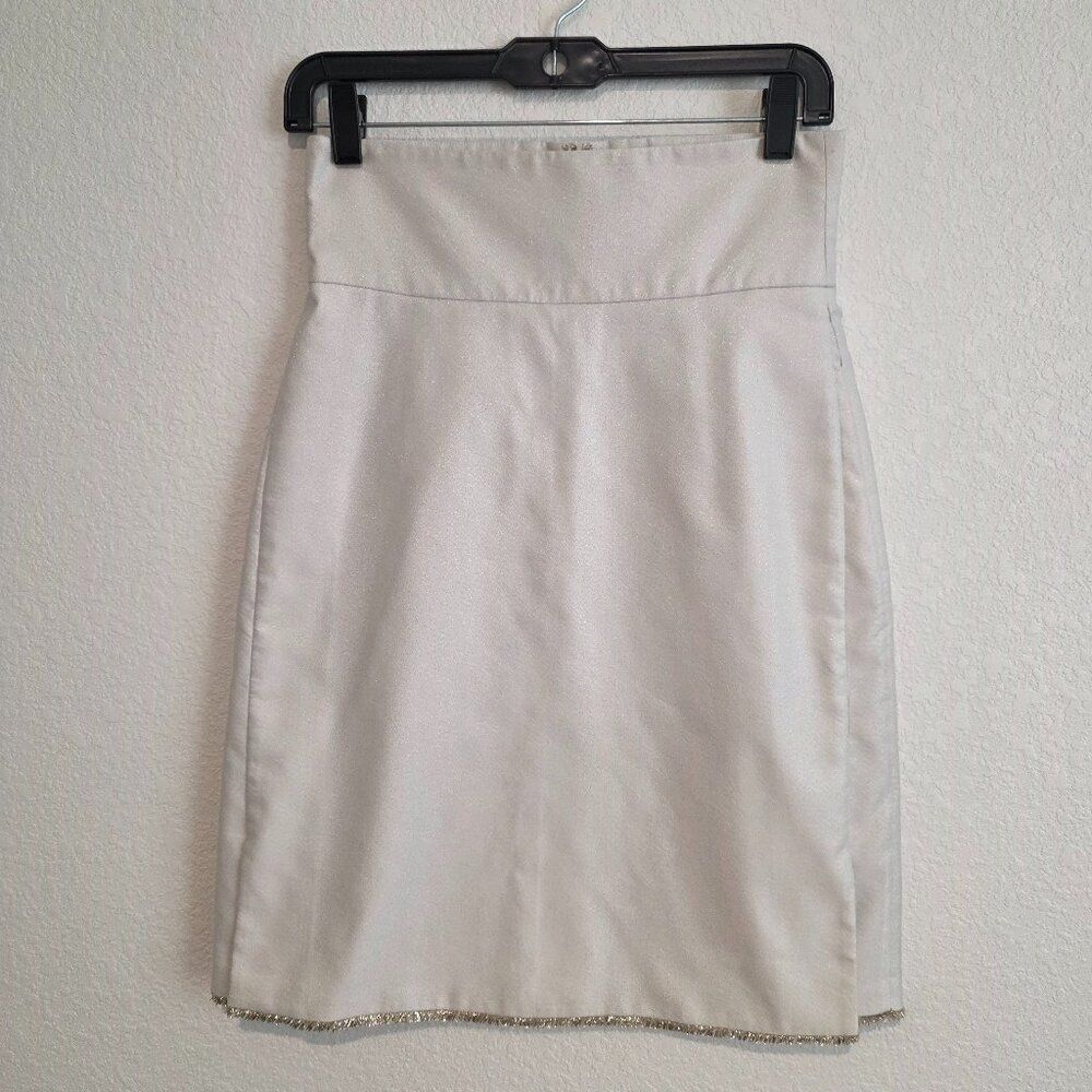 Thakoon Structured Front Flap Pencil Skirt w/ Metallic Trim Sz 2